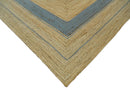 Hand Woven 100% Natural Fiber Blue and Brown Natural Jute Rug | JR2