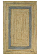 Hand Woven 100% Natural Fiber Blue and Brown Natural Jute Rug | JR2