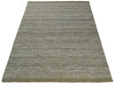 Hand Woven Natural Fiber Jute and Wool Silver and Brown Rug