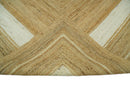 Hand Woven 100% Natural Fiber White and Brown Natural Jute Rug | JR3