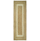 White and Brown Natural Jute Hand Woven Area Rug - Wool Blend