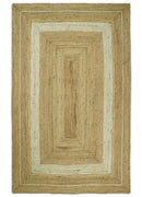 Hand Woven 100% Natural Fiber White and Brown Natural Jute Rug | JR3