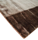 Silver and Brown Hand Woven and Carved Floral Design Art Silk Area Rug 5x8 Feet
