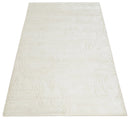 Silver and Ivory Hand Woven and Carved Floral Modern Design Art Silk Area Rug 4x6