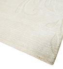 Silver and Ivory Hand Woven and Carved Floral Modern Design Art Silk Area Rug 4x6
