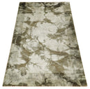 Modern Abstract Art Silk Area Rug 4x6 Feet Hand Woven in Silver and Olive Tones