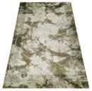 4x6 Modern Abstract Hand Woven Silver and Olive Art Silk Rug | KNT15