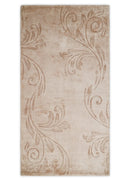 3x5 Hand Woven and Carved Beige and Peach Floral Art Silk Rug | KNT12