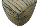 Hand Woven Beige and Charcoal Stripes Design Jute Pouf