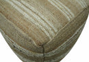 Hand Woven Beige and Ivory Stripes Design tassel Jute and wool Pouf