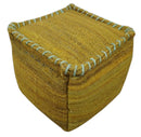 Hand Woven Boho Natural Farmhouse Mustard Jute Pouf