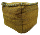 Hand Woven Boho Natural Farmhouse Mustard Jute Pouf