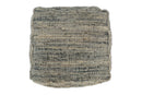 Hand Woven Boho Natural Large Black and Brown Jute Pouf | TRD123P