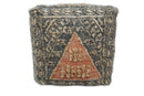 Hand Woven Boho Tribal Large Charcoal Jute and Wool Pouf
