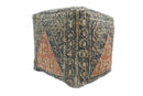 Hand Woven Boho Tribal Large Charcoal Jute and Wool Pouf