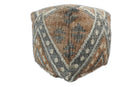 Hand Woven Boho Tribal Large Gray and Brown Jute and Wool Pouf
