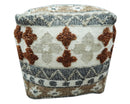 Hand woven Ivory, Gray and Brown Textured Jute and wool Pouf