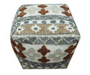 Hand woven Ivory, Gray and Brown Textured Jute and wool Pouf