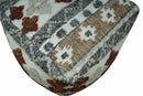 Hand woven Ivory, Gray and Brown Textured Jute and wool Pouf