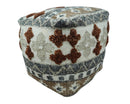 Hand woven Ivory, Gray and Brown Textured Jute and wool Pouf