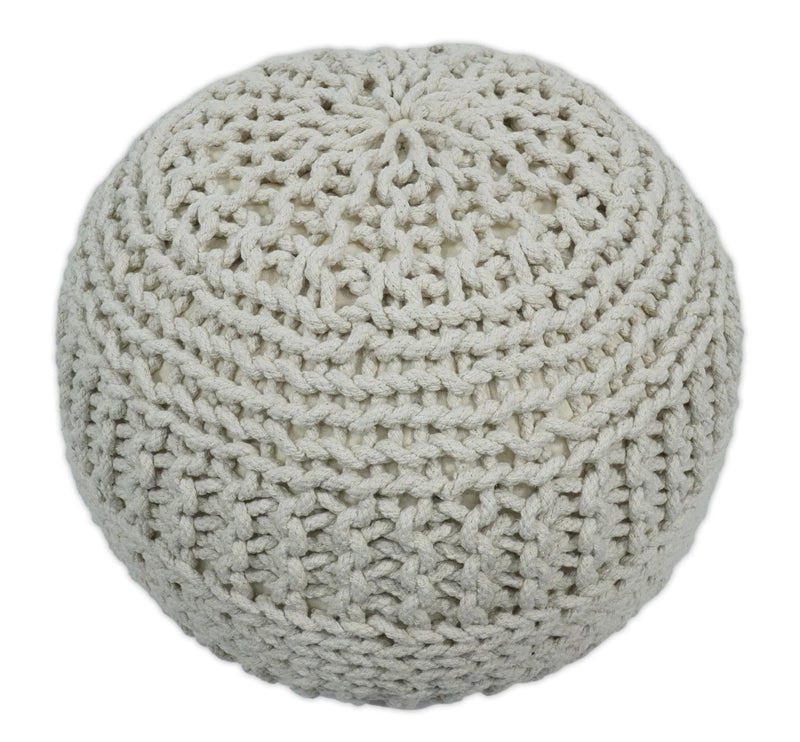 Hand Woven Macrame Beige Pouf Ottoman- Footstool, Chair or Footrest | TRD112