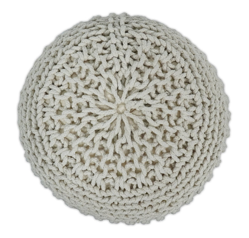 Hand Woven Macrame Beige Pouf Ottoman- Footstool, Chair or Footrest | TRD112
