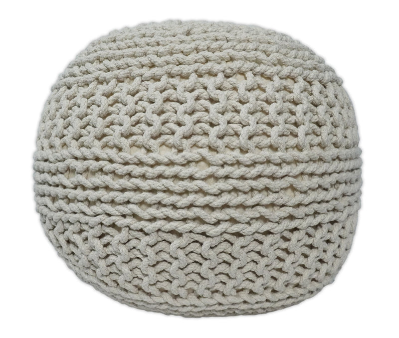 Hand Woven Macrame Beige Pouf Ottoman- Footstool, Chair or Footrest | TRD112