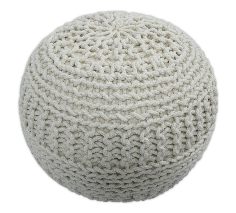 Hand Woven Macrame Beige Pouf Ottoman- Footstool, Chair or Footrest | TRD112