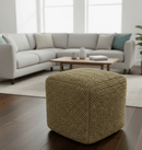 Hand Woven Natural Brown Chunky Design Jute Pouf
