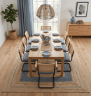 Hand Woven Blue and Brown Natural Jute Rug - Wool Blend Diamond