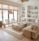 White and Brown Natural Jute Hand Woven Area Rug - Wool Blend