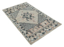 Hand Woven Peach, Beige and Charcoal Rug Made with Blended Wool Multi Size Rug