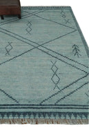Silver and Blue Abstract Trellis Moroccan Area Rug Hand Woven by The Rug Decor