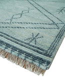 Silver and Blue Abstract Trellis Moroccan Area Rug Hand Woven by The Rug Decor