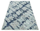 Silver Blue Charcoal Abstract Trellis Moroccan Wool Area Rug by The Rug Decor