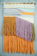 Hand Woven Wool Tapestry White, Blue and Gold Bohemian Modern Wall Hanging | WH12