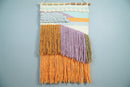 Hand Woven Wool Tapestry White, Blue and Gold Bohemian Modern Wall Hanging | WH12