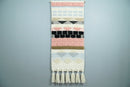 Hand Woven Wool Tapestry White, Blue and Pink Bohemian Modern Wall Hanging | WH13