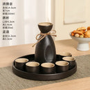GobekUsa Black Ceramic Wine Warmer & Sake Pot for Home, Handcrafted Japanese Design