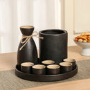 GobekUsa Black Ceramic Wine Warmer & Sake Pot for Home, Handcrafted Japanese Design