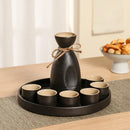 GobekUsa Black Ceramic Wine Warmer & Sake Pot for Home, Handcrafted Japanese Design