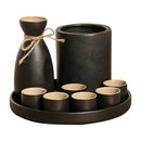 GobekUsa Black Ceramic Wine Warmer & Sake Pot for Home, Handcrafted Japanese Design