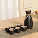 GobekUsa Black Ceramic Wine Warmer & Sake Pot for Home, Handcrafted Japanese Design