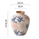 GobekUsa Blue & White Ceramic Vase, Chinese-style Handcrafted Flower Vase - Home Decoration