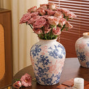 GobekUsa Blue & White Ceramic Vase, Chinese-style Handcrafted Flower Vase - Home Decoration