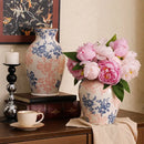 GobekUsa Blue & White Ceramic Vase, Chinese-style Handcrafted Flower Vase - Home Decoration