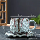 Handcrafted blue & red hammer pattern ceramic mug set dining room by Decorbites