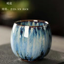 Handcrafted colorful egg style ceramic tea cup set dining room by Decorbites