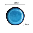 GobekUsa Deep Blue Ceramic Dessert Plate - Round Solid Dish