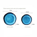 GobekUsa Deep Blue Ceramic Dessert Plate - Round Solid Dish